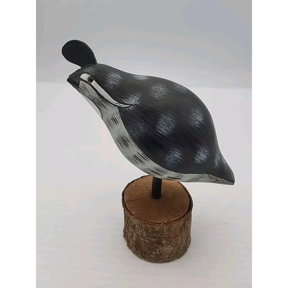 Hand painted wood quail figure, decoy mounted‎ glass eyes